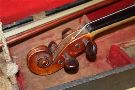 Two cased violins, one by Louis Fricot, Poussay dated 1935?,